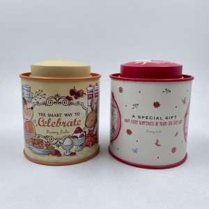 กล่องบรรจุหีบห่อ Tinplate Round Caddy Candy Snack Box Tin